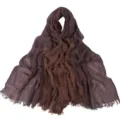 Sciarpa lunga in cotone sfumato da donna, design plissettato retro scialle leggero quotidiano. - 14