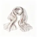 Elegante foulard in seta ricamato con paillettes leggere stile hijab da donna grigio chiaro - 170x70cm / Beige Grigio