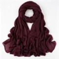 Sciarpa lunga stropicciata bordeaux da donna, foulard hijab morbido traspirante e leggero. - 180*70cm / 10