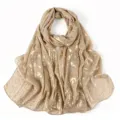 Elegant gold-stamped leopard print chiffon scarf, luxury long shawl for women daily wear. - Champagne / 175*70cm