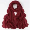 Sciarpa lunga plissettata bordeaux, hijab spiegazzato morbido e traspirante da donna. - 180*70cm / 11