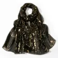 Gold Foil Leopard Print Chiffon Scarf Elegant Long Drape Shawl For Women Fashion Wrap - Black & Gold / 175*70cm