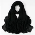 Sciarpa lunga plissettata nera traspirante morbida hijab moda primavera estate donna - 180*70cm / 12