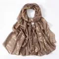 Elegant gold foil leopard print chiffon long scarf shawl for women daily fashion wear accessory - Tan / 175*70cm