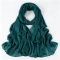 Elegante sciarpa lunga stropicciata verde scuro da donna, leggera, traspirante e alla moda. - 180*70cm / 13