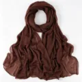 Sciarpa lunga stropicciata marrone da donna, hijab morbido e traspirante ed elegante. - 180*70cm / 14