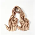 Elegante sciarpa in raso champagne ricamata con paillettes foulard crepe hijab donna - 170x70cm / Caffè Chiaro