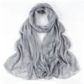 Elegante sciarpa lunga stropicciata grigia da donna, morbido e leggero scialle. - 180*70cm / 16