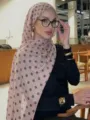 Pink polka dot hijab scarf for women, classic lightweight cotton feel long head wrap shawl. - 63 Light Pink