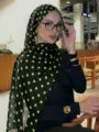 Women green polka dot hijab scarf classic lightweight head wrap elegant fashion accessory for daily - Army Green