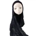 Foulard hijab long froissé scintillant foncé avec calotte intérieure, variante respirante. - Bleu Marine
