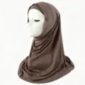 Brown rhinestone hijab cap for women, stretch mercerized cotton undercap with elegant rhinestones. - One Size / Dark Brown