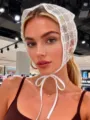 Summer trendy white lace triangle headscarf sweet chic cute hair accessory for women stylish - 06 / White