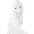 Hijab froissé scintillant blanc avec bonnet intérieur, long foulard respirant pour femme en été - Blanc Crème