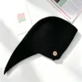 Zwarte gebreide muts lange staart winter warme beanie schattige elf muts effen kleur comfortabel - Zwart