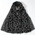 Bufanda de algodón con estampado floral negro mujer chal largo protector solar bufanda - 175*70cm / Negro