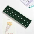 Bandeau à cheveux élastique large vert foncé à pois pour femmes, accessoire de mode sport. - Vert Foncé Pois Beige (05)