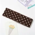 Bandeau marron à pois, large serre-tête élastique pour le quotidien, accessoire de mode stylé. - Café Pois Blancs (11)