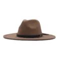 Unisex Herbst Winter Fedora Hut Mode britischer Stil Jazz Hut camel Woll Sonnenhut für Damen - M (56-58cm) / Camel