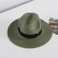 Sombrero de paja de verano para hombre y mujer, sombrero de sol panama fedora clásico. - M (56-58cm) / Verde claro