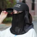 Black sun protection hat with face shield and neck flap, uv blocking outdoor sports cap for summer. - M (56-58cm) / Black