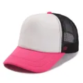 Casquette trucker classique avec panneau avant en mousse blanche, visière rose et résine noire. - Réglable / Rose Noir Blanc(1#)