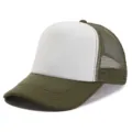 Casquette trucker vert et blanc classique avec dos en maille respirante. Chapeau unisexe. - Réglable / Vert Armée Blanc(2#)