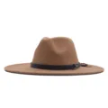 Unisex Herbst Winter Fedora Hut camel Mode Wolle Jazz Hut breite Krempe britischer Sonnenhut - M (56-58cm) / Khaki