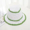 Sombrero de cubo de paja tejido de verano para mujer, sombrero de sol rayado verde y blanco. - Estilo Contraste Blanco Verde (tp14)