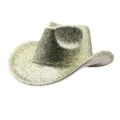 Sparkly gold sequin cowboy hat detail, perfect for stage performances and party costumes. - M (56-58cm) / Light gold