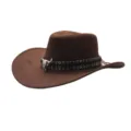 Brown western cowboy hat detail featuring a stylish bull skull metal decor and woven band. - M (56-58cm) / Coffee