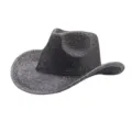 Detailed close-up of a sparkling black sequin cowboy hat, stage performance jazz hat. - M (56-58cm) / Black