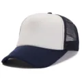Clásica gorra de camionero de malla bicolor con panel frontal blanco y práctica correa ajustable. - Ajustable / Blanco Azul Negro(11#)