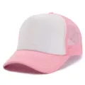 Gorra de camionero rosa y blanca lisa gorra de béisbol de malla estilo veraniego - Ajustable / Rosa Blanco(12#)