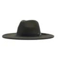 Gruener Wollfilz Fedora Hut fuer Herbst und Winter, klassischer britischer Stilbreitkrempenhut. - M (56-58cm) / Grasgrün
