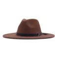 Brauner Wollfilz Fedora Hut für Damen Herren, britischer Stil breite Krempe Jazz Hut Herbst. - M (56-58cm) / Hellbraun