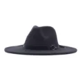 Unisex Herbst Winter Fedora Hut Grau Wollfilz Breiter Krempe Jazz Mütze Britischer Stil 10cm - M (56-58cm) / Dunkelgrau