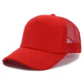 Gorra de béisbol de malla roja sólida para hombre y mujer, estilo trucker de verano. - Ajustable / Rojo (24#)