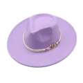 Light purple wool fedora hat with white rope and metallic chain decor for stylish outfits. - M (56-58cm) / Pale Lavender