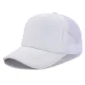 Gorra trucker blanca lisa con parte trasera de malla transpirable, gorra de béisbol clásica. - Ajustable / Blanco (25#)