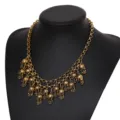 Vintage goldfarbene Totenkopf Statement Halskette, mehrlagige Kette Punk Choker Schmuck. - Antikgold