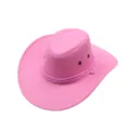 Pink western cowboy hat for women, stylish outdoor sun protection beach jazz hat variant. - One Size / Pink