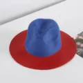 Sombrero de paja bicolor casual con protección solar Panama para hombres y mujeres verano. - M (56-58cm) / Corona Azul Ala Roja