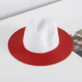 Sombrero de paja bicolor proteccion solar casual panama jazz para mujeres y hombres verano playa. - M (56-58cm) / Corona Blanca Ala Roja