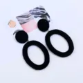 Orecchini pendenti ovali in velluto nero alla moda da donna, gioielli geometrici chic. - Nero