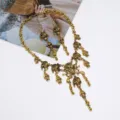 Vintage goldener Totenkopf Skelett Halskette Ohrringe Set Halloween Gothic Schmuck. - Set Zwei Gold