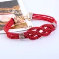 Punk Strass mehrschichtig geflochtene Choker Halskette und Ohrringe Set Retro Schmuck. - Rot