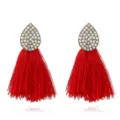 Böhmische rote Quaste Tropfen Strass Ohrringe mit Legierungsnieten für Damen Modeschmuck. - Rot