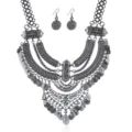 Vintage Münzen Quaste kurze Schlüsselbein Halskette und Ohrringe Set für Damen und Frauen Retro. - Gunmetal