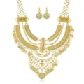 Vintage goldfarbene Münzen Quaste mehrschichtige Kette Halskette und passende Ohrringe Set. - Gold